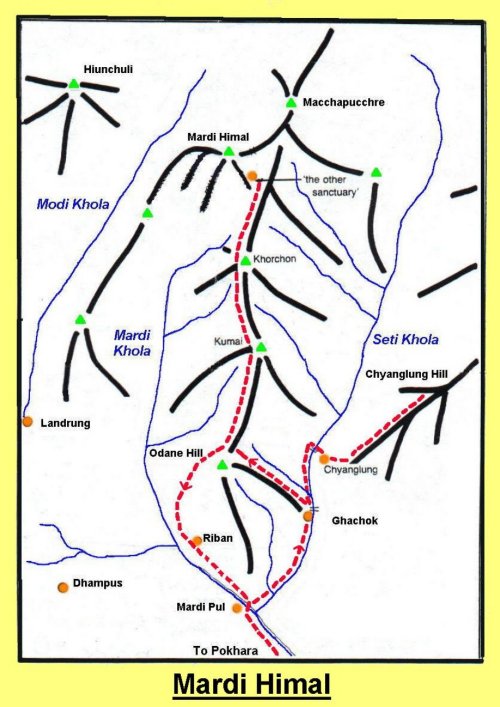Map of the Mardi Himal REgion