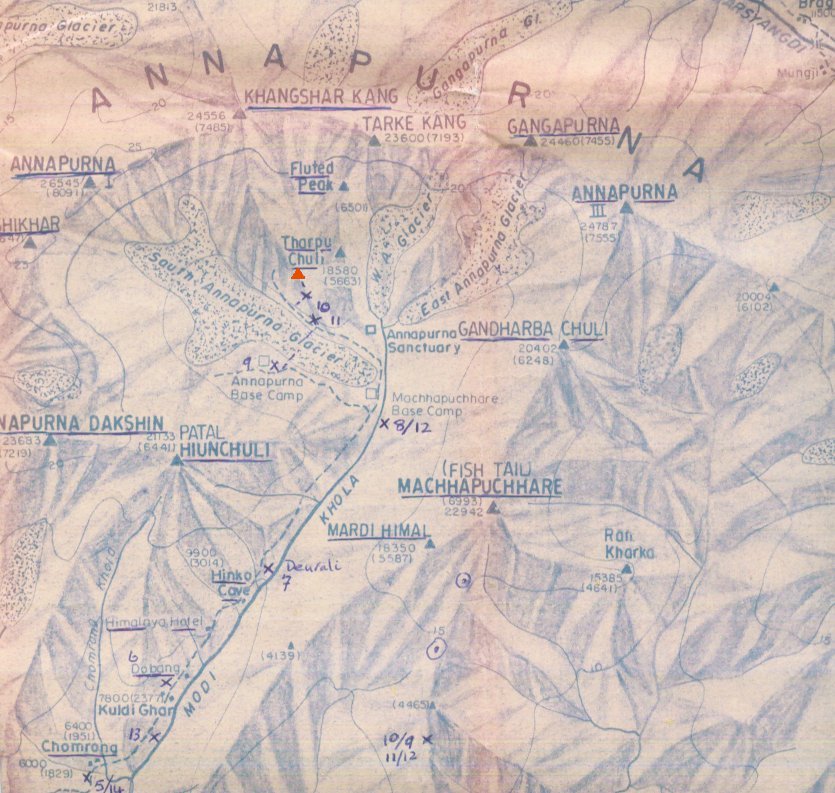 Map of the Annapurna Sanctuary Region