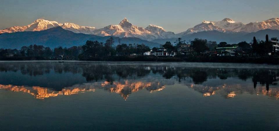 Macchapucchre and Annapurna Himal from Phewa Tal in Pokhara