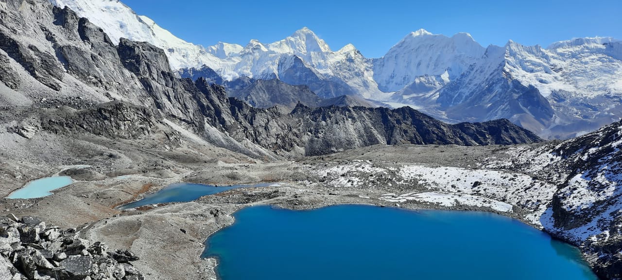 Mount Makalu and Baruntse from Kongma La