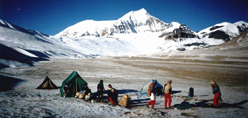 French Pass ( Col ) and Mount Sita Chuchura from Camp in Hidden Valley