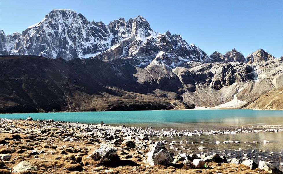 Pharilapche Peak above Gokyo Lake from Gokyo Village