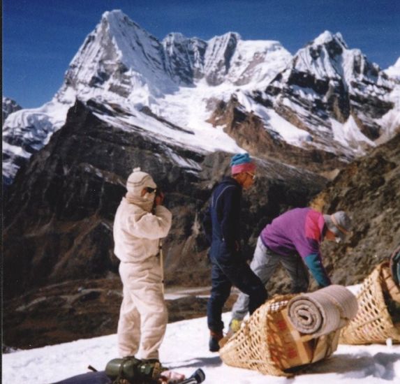 Kyashar ( Peak 43 ) and Thamserku from Mera La