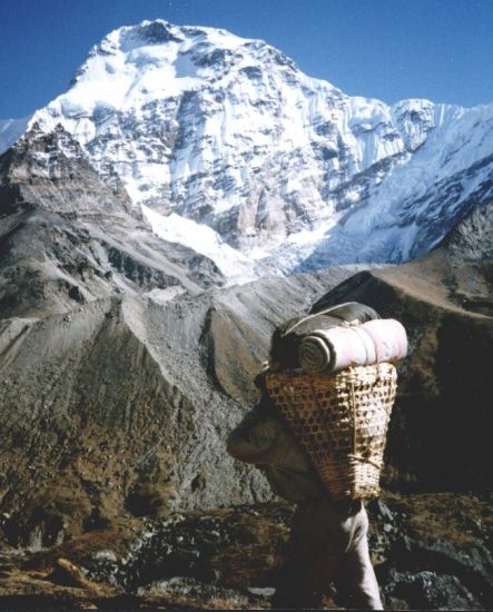 Mt. Chamlang on descent into Hongu Valley