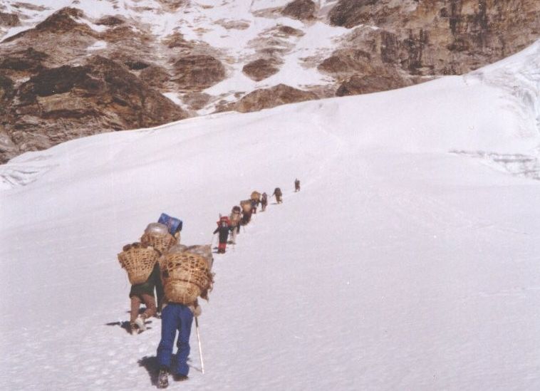 Ascent from Drolamboa Glacier to Trashe Labtse beneath Tengi Kagi Tau