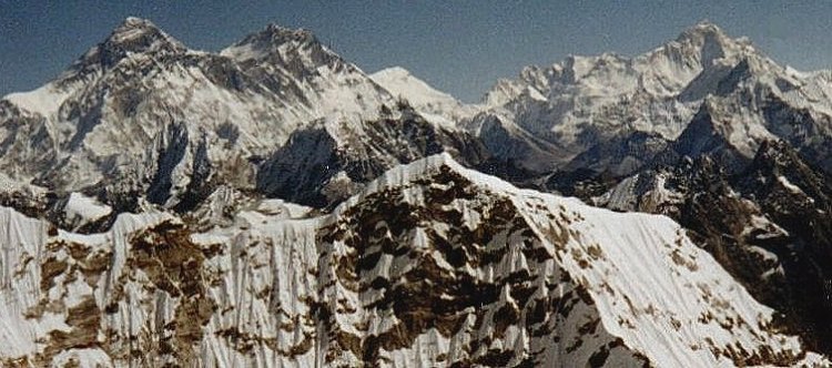 Everest, Lhotse and Makalu from Parchamo