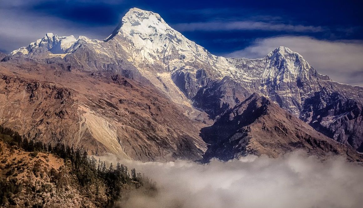 Annapurna South Peak and Mount Annapurna I on approach to the Sanctuary