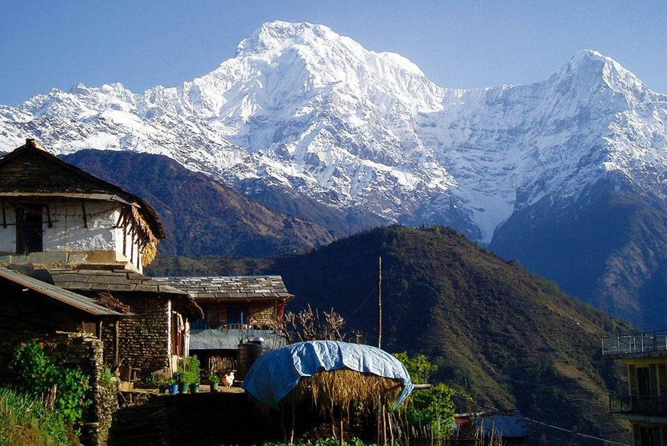 Annapurna South Peak and Hiunchuli from Gandrung ( Ghandruk ) Village