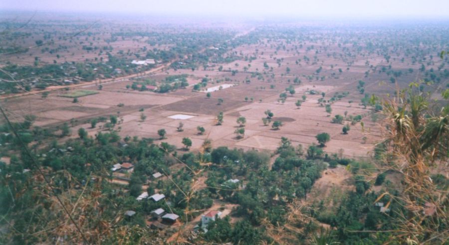 View of Countryside from Phnom Sampeau ( Ship Hill ) near Battambang in NW Cambodia