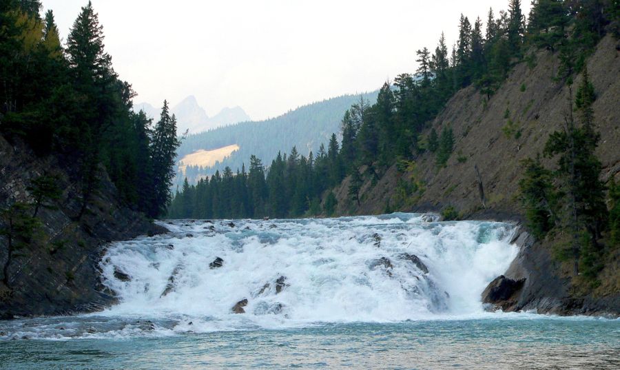 Falls on Bow River near Banff in the Canadian Rockies