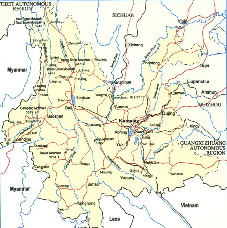 Map of Yunnan