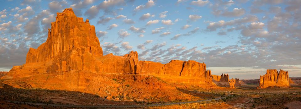 The Three Gossips in Courthouse Towers area of Arches National Park in winter