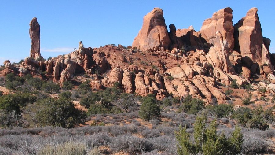 Approach to Dark Angel in Arches National Park