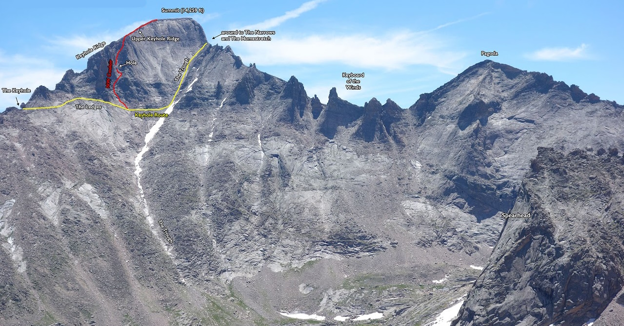 The Keyhole ascent route on Longs Peak