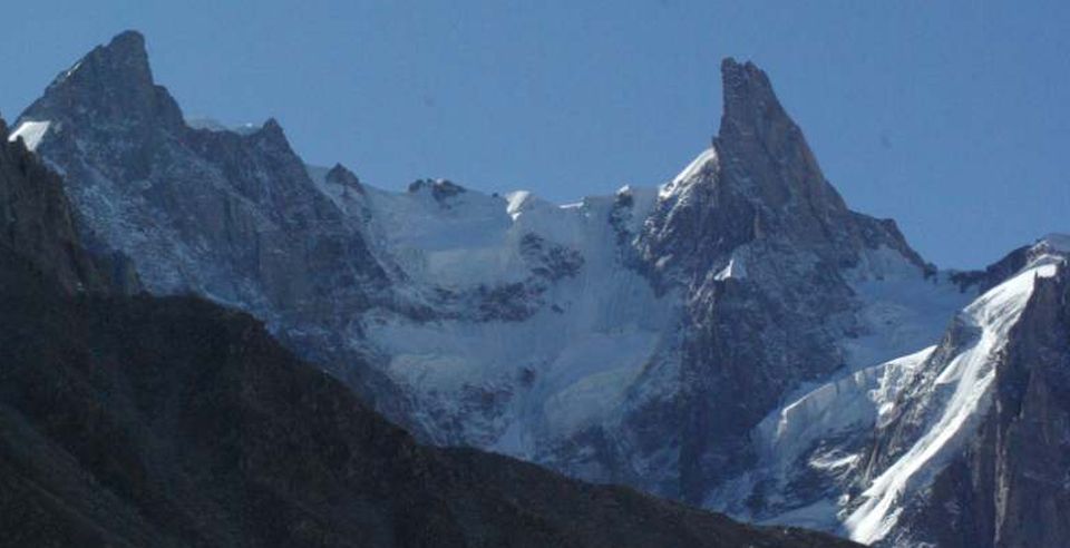 Aiguille de Rochefort ( 4001 metres ) and  Dent du Geant in the Mont Blanc Massif