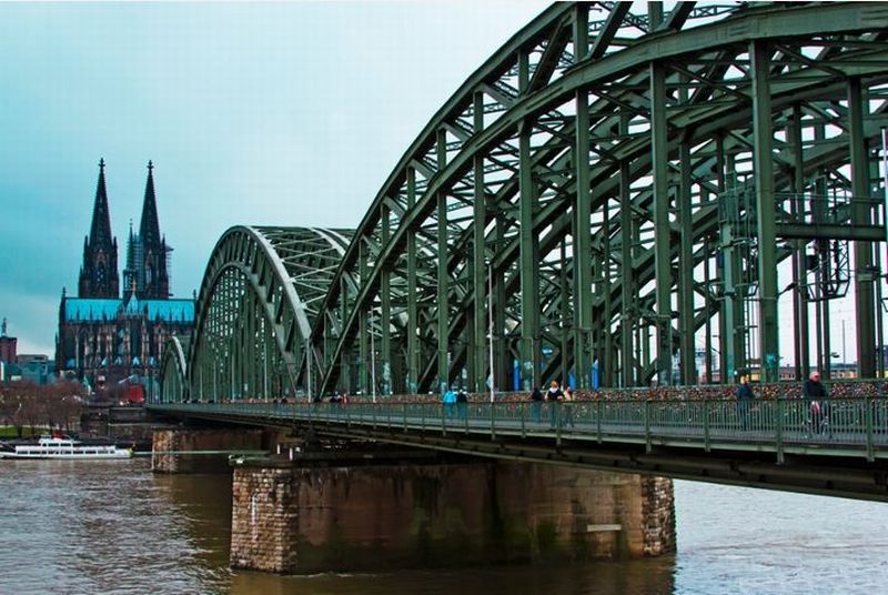 Hohenzollernbrucke over the Rhine River at Cologne / Koln in the Eifel Region of Germany