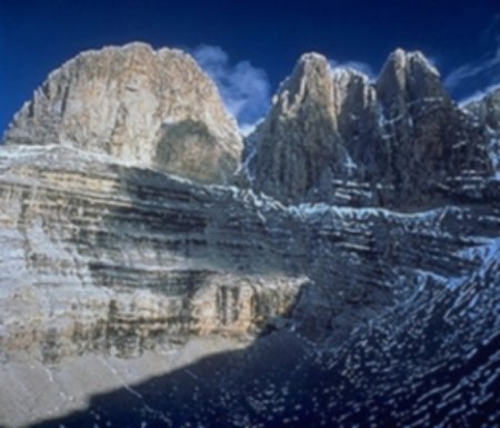 Throne of Zeus ( Stephanie Peak ) and Mytikas Peak ( main summit ) on Mount Olympus - the highest mountain in Greece