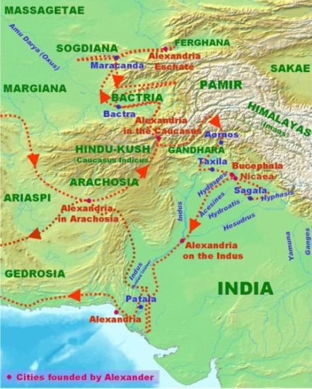 Campaign Routes of Alexander the Great in Asia