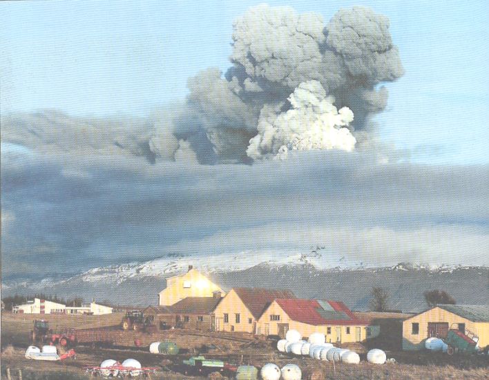 Eyjafjallajokull volcano erupting in Iceland