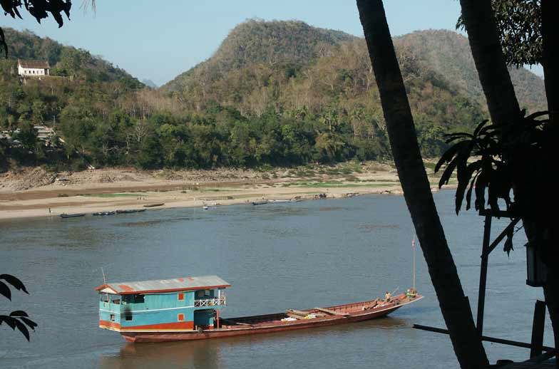 Boat on Mekong River at Luang Prabang