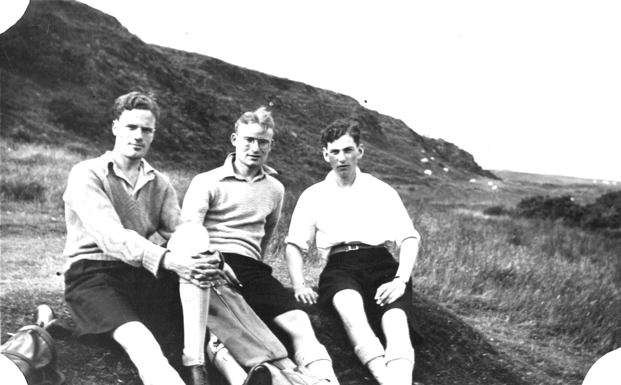 George Pirret, Charles ( Charlie ) Ingram and friend on Goatfell