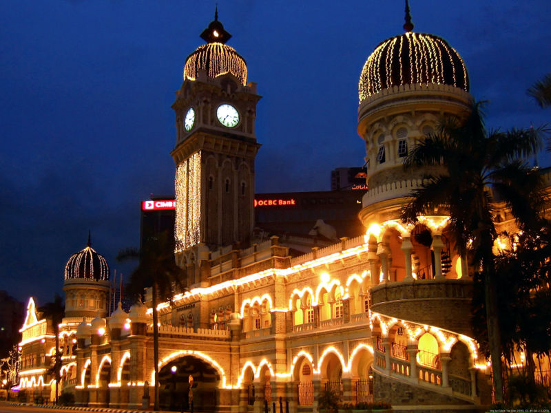 Sultan Abdul Samad Building illuminated at night