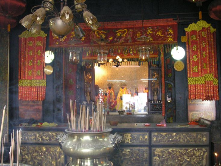 Interior of Kuan Yin Teng Chinese Temple in Penang
