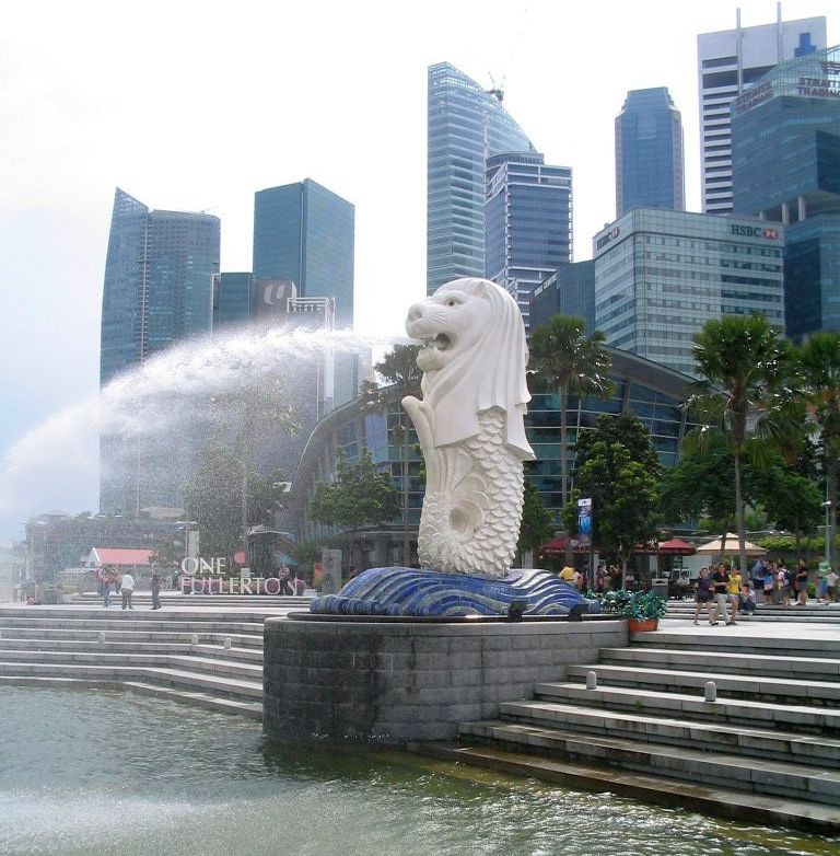 MerLion Monument Fountain in Singapore - the "Lion City"