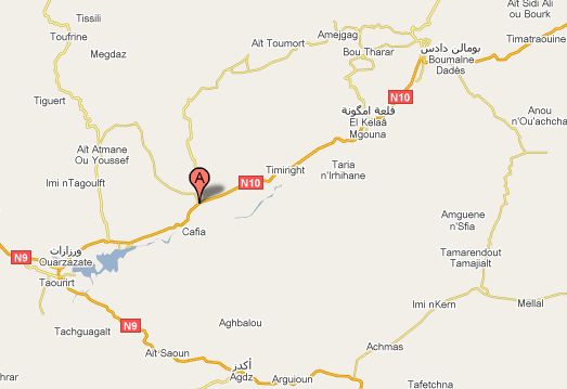 Location Map for Skoura in the sub-sahara of Morocco