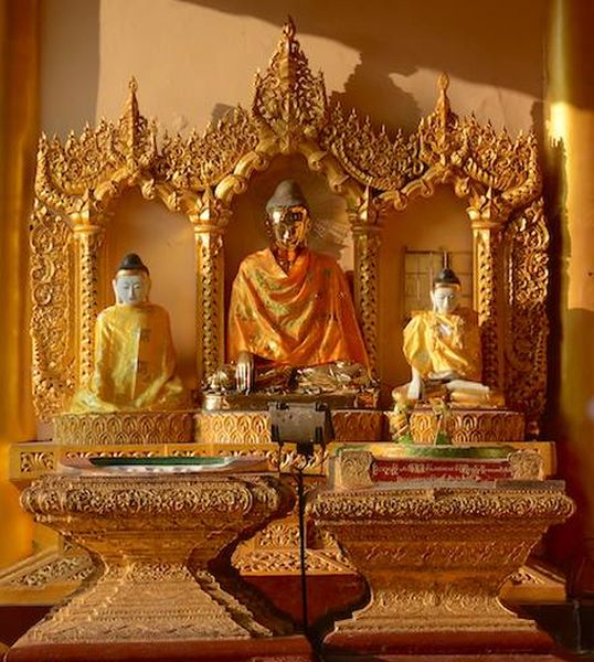 Buddhist icons at Botataung Paya in Yangon ( Rangoon ) in Myanmar ( Burma )