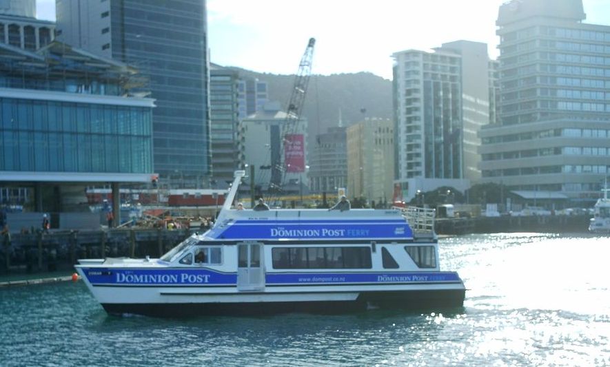 Ferry in Harbour at Wellington on North Island of New Zealand