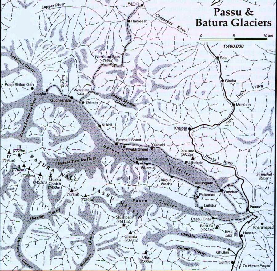 Map of the Batura Glacier Region of the Pakistan Karakorum