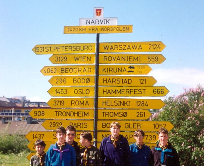 Signpost in Narvik in Arctic Norway