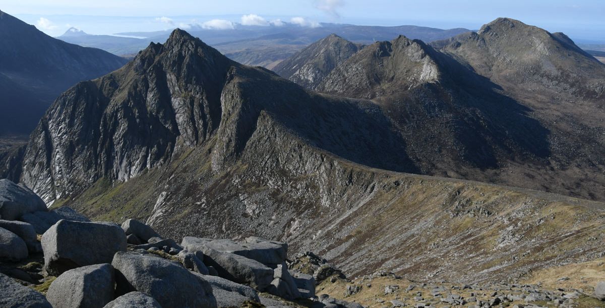 Cir Mhor and Caisteal Abhail from Goatfell on the Isle of Arran