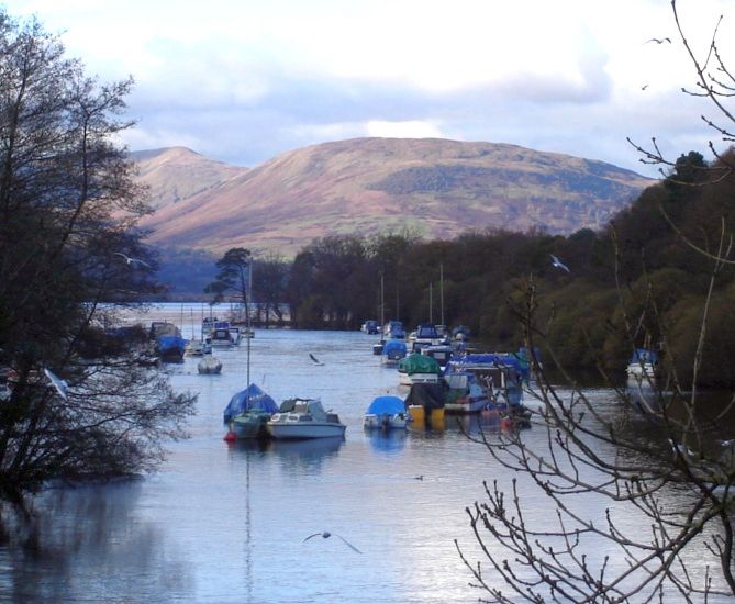 Boats in River Leven at Balloch