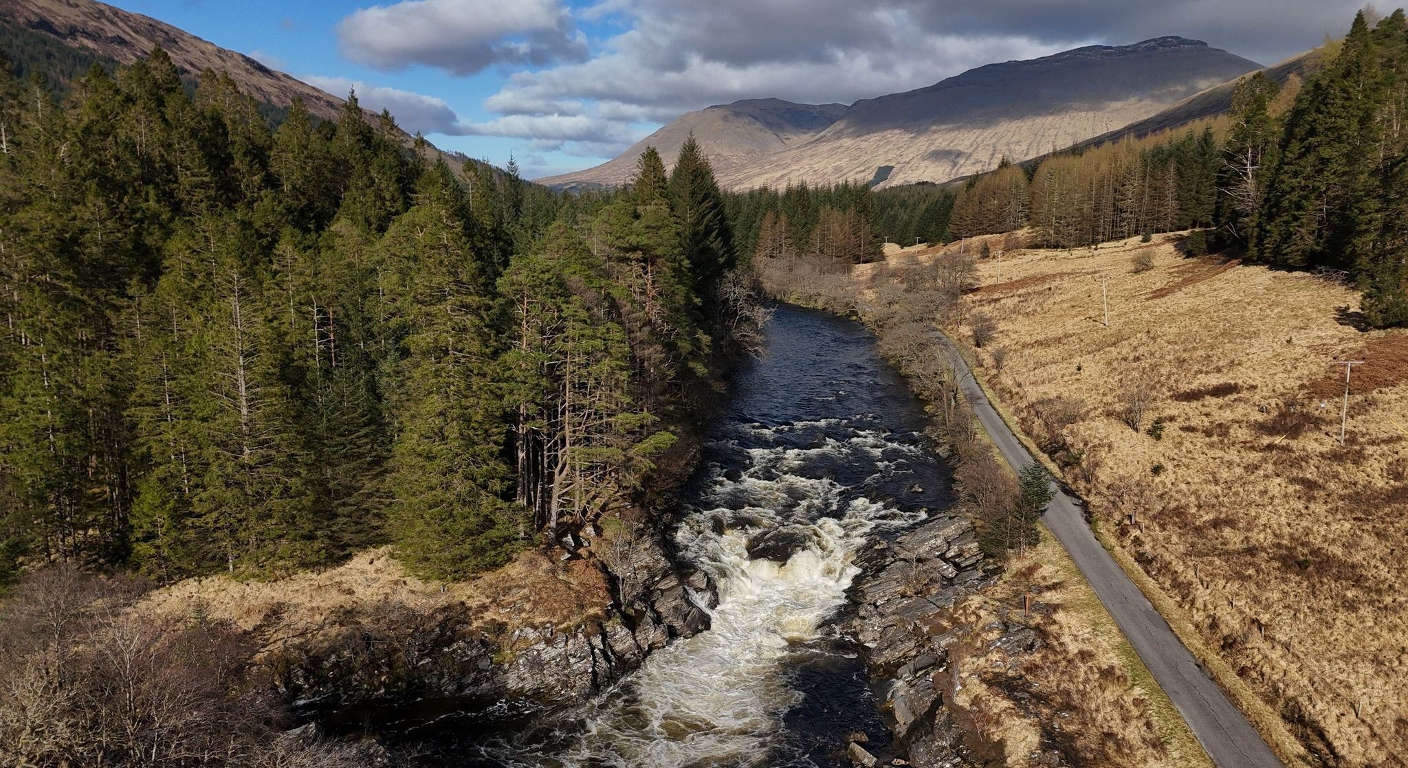 Falls on River Orchy in Glen Orchy off Glencoe