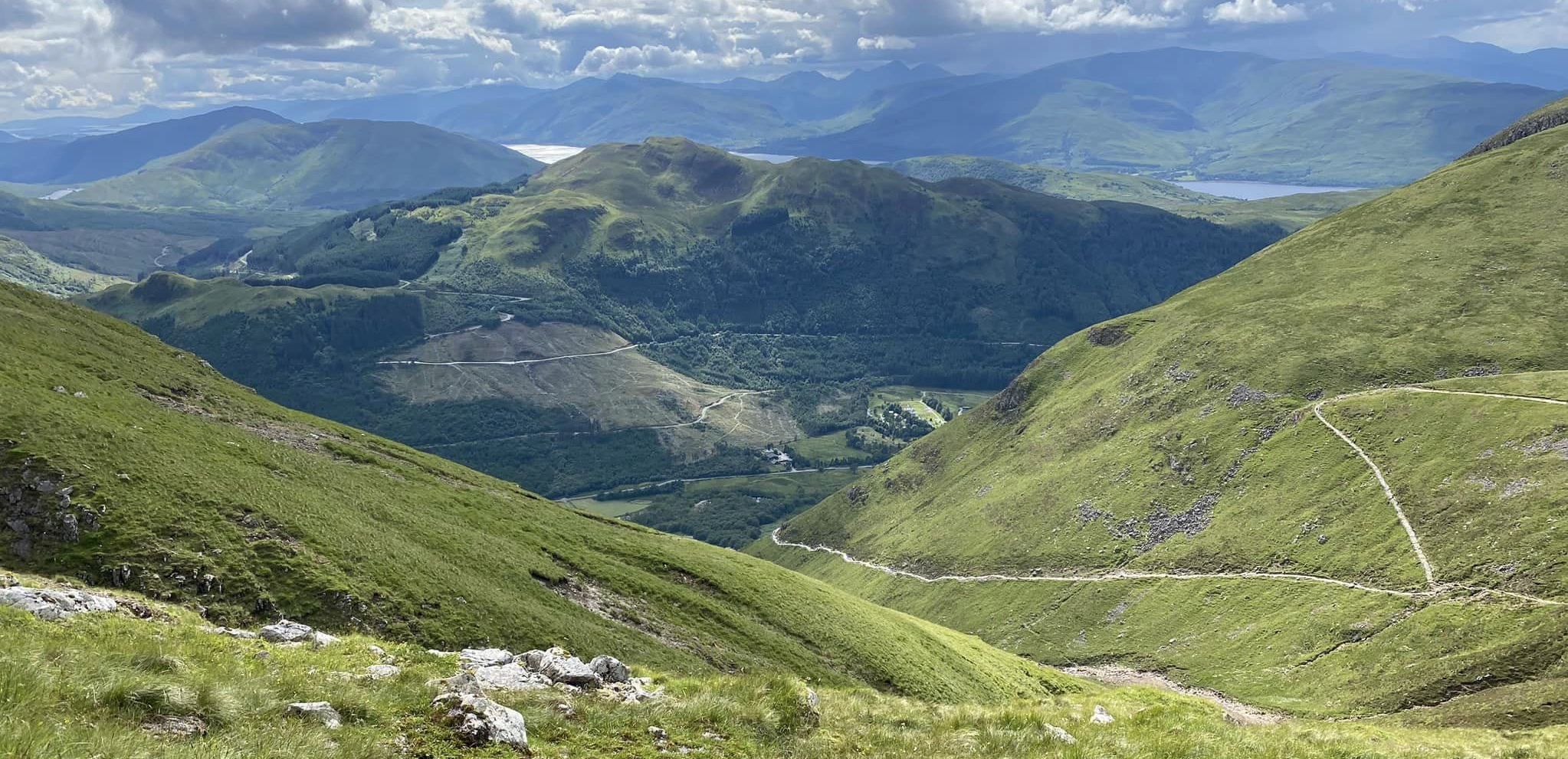 West Highland Way through Glen Nevis from Ben Nevis