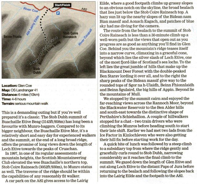 Route Description and Map of Buachaille Etive Beag ( The Little Shepherd ) in Glencoe from the WestHighland Way