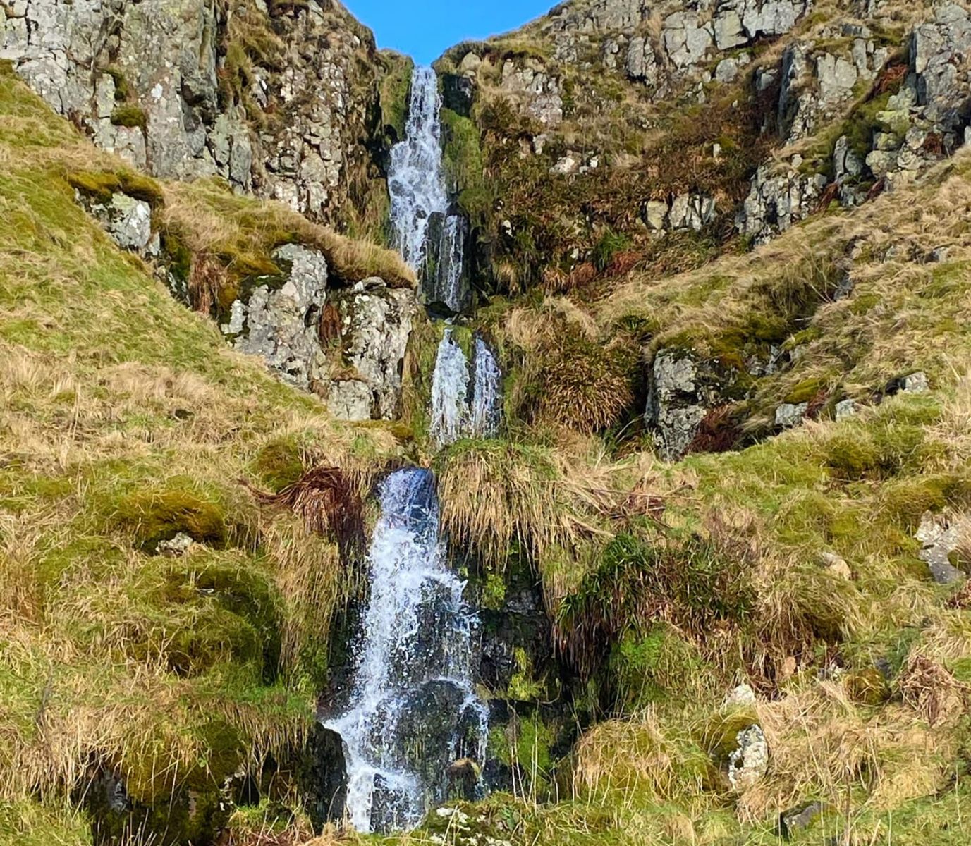 Gully and waterfalls on the Campsie Fells