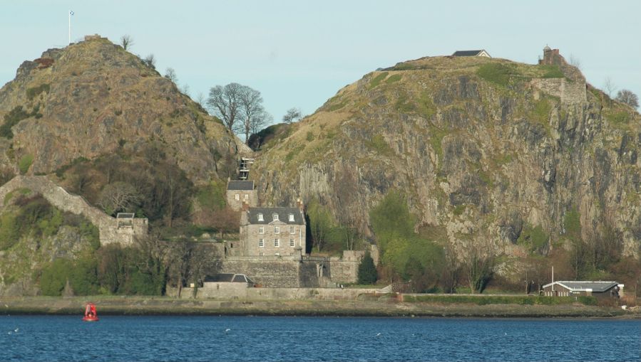 Castle on Dumbarton Rock from River Clyde