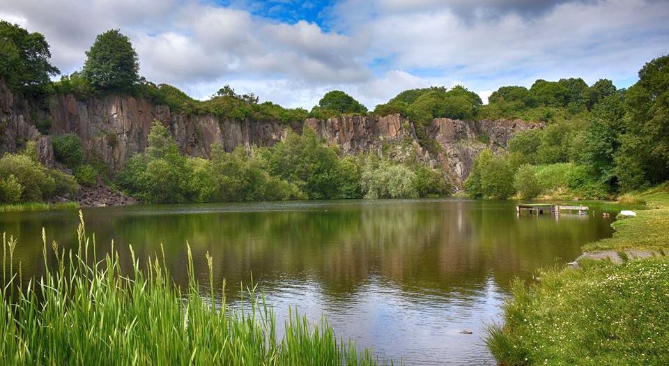 Flooded old quarry at Auchinstarry Park at Kilsyth