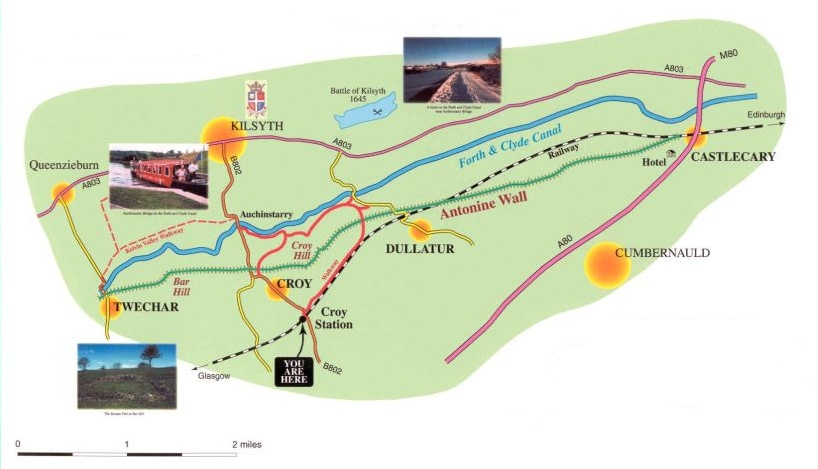 Map of Croy Hill and Forth and Clyde Canal from Kilsyth to Castlecary