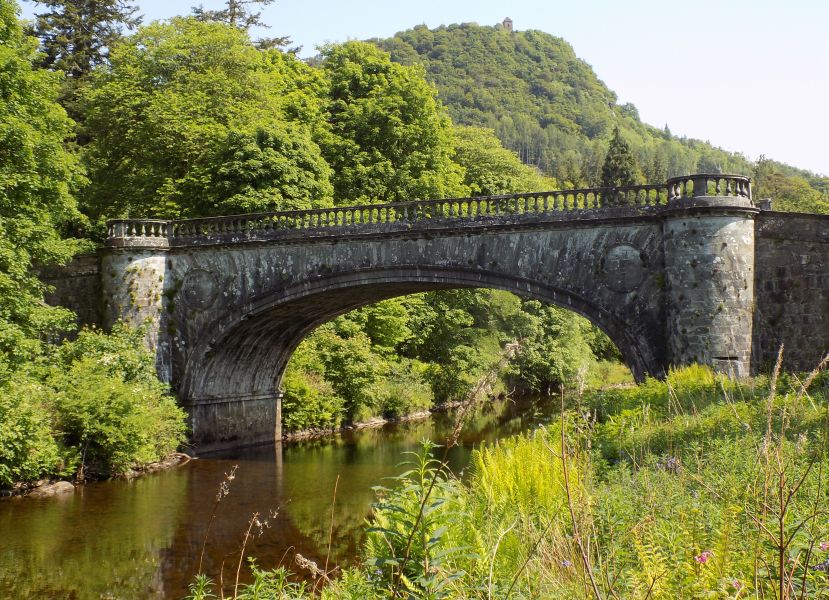 Dun na Cuaiche above Garden Bridge over River Aray