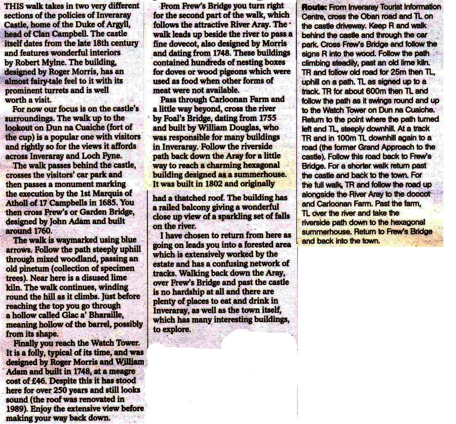 Route description for Dun na Cuaiche