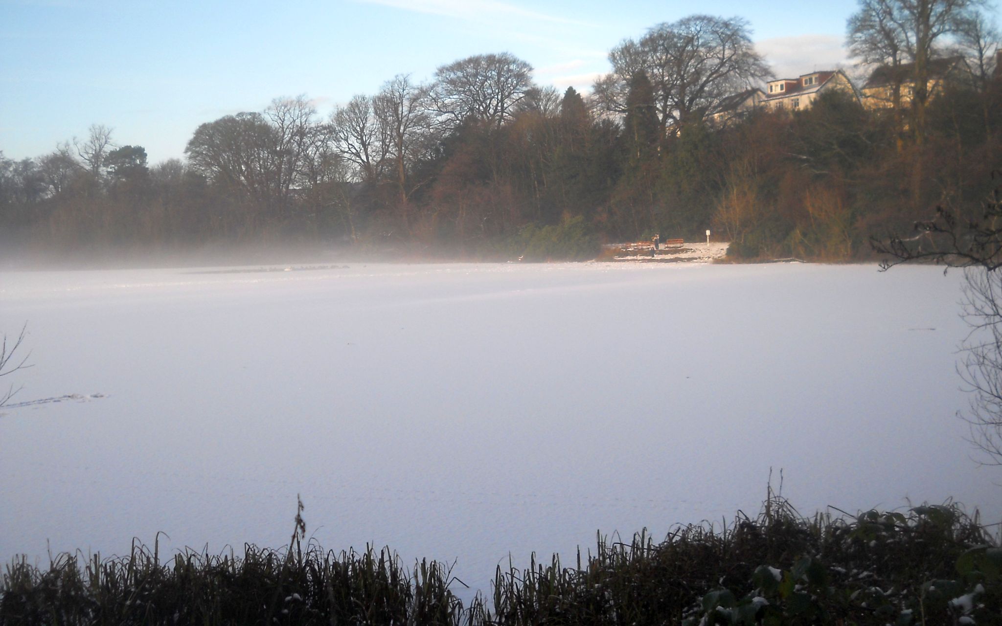 Winter snow scene at Kilmardinny Loch in Bearsden