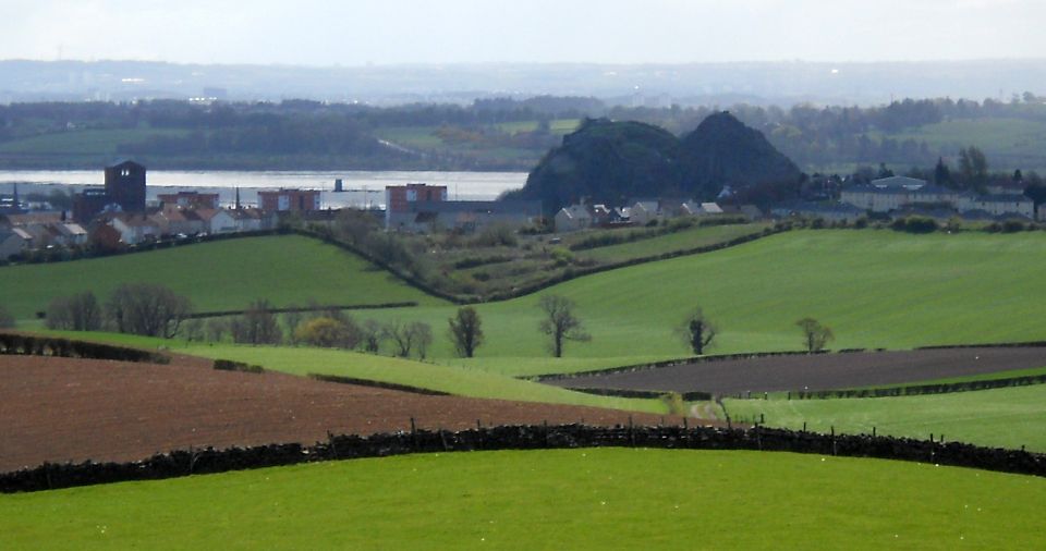 Dumbarton Rock on the Firth of Clyde from Kipperoch Road