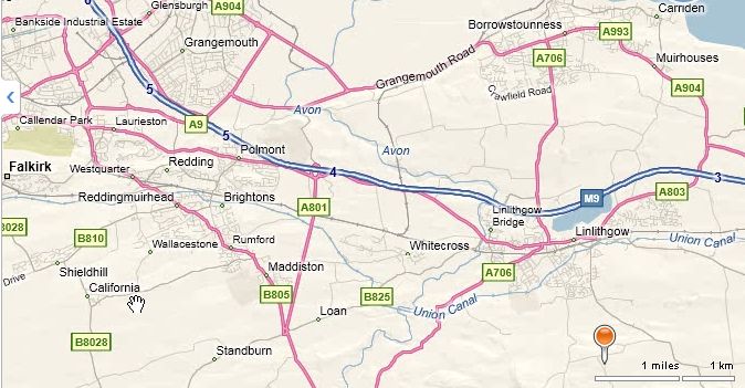 Location map for Linlithgow