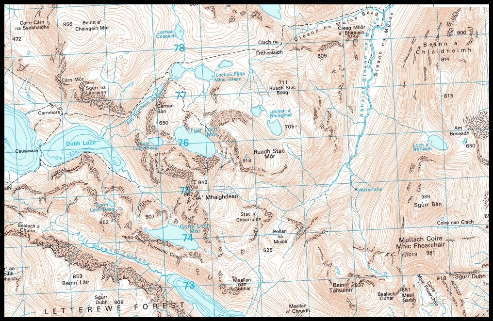 Map of Fisherfields Forest in the NW Highlands of Scotland