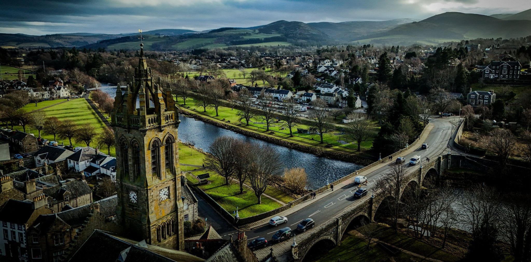 Aerial view of Peebles