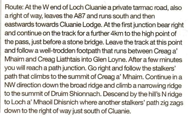 Route Description of the South Glen Shiel Ridge